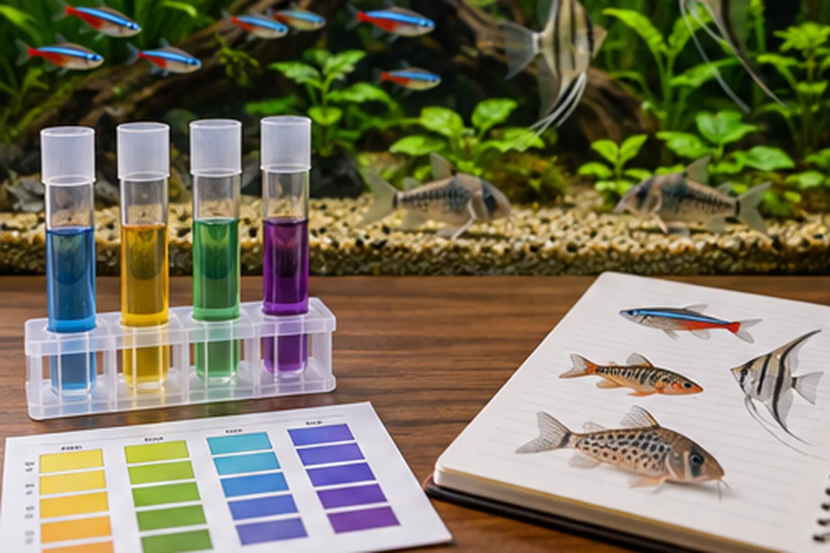 Tests d’eau et fiches de poissons utilisés pour planifier une population